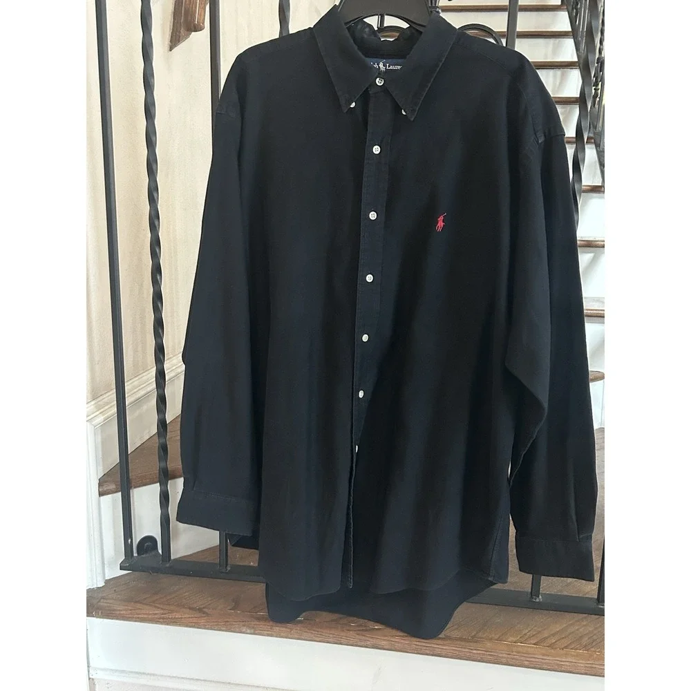 Men's Size XXL Ralph Lauren Polo Blake Shirt Black Logo-Red